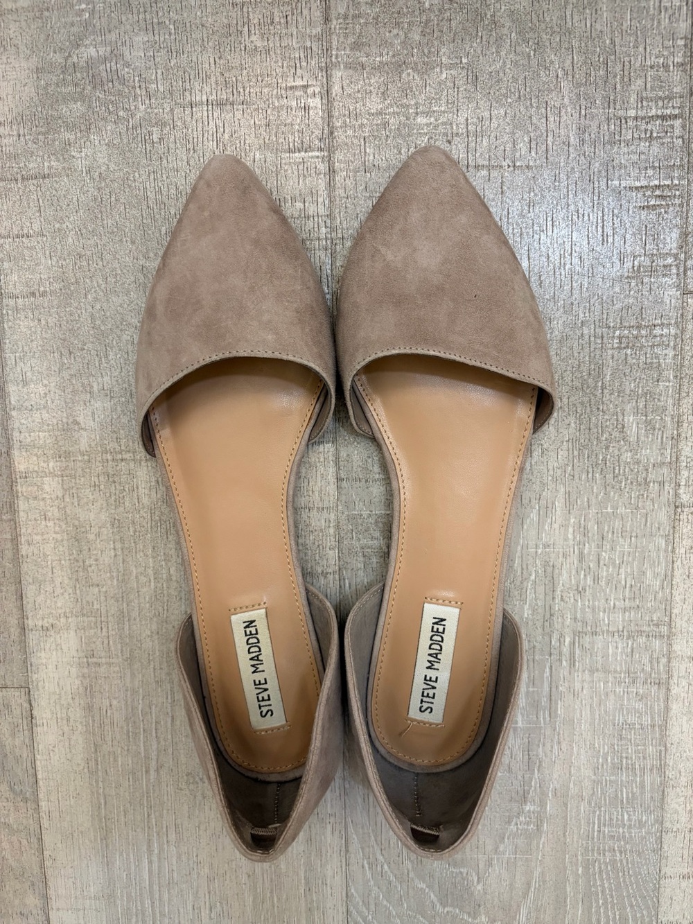 Steve Madden Taupe Suede Pointed Toe D’Orsay Flats - Size 10